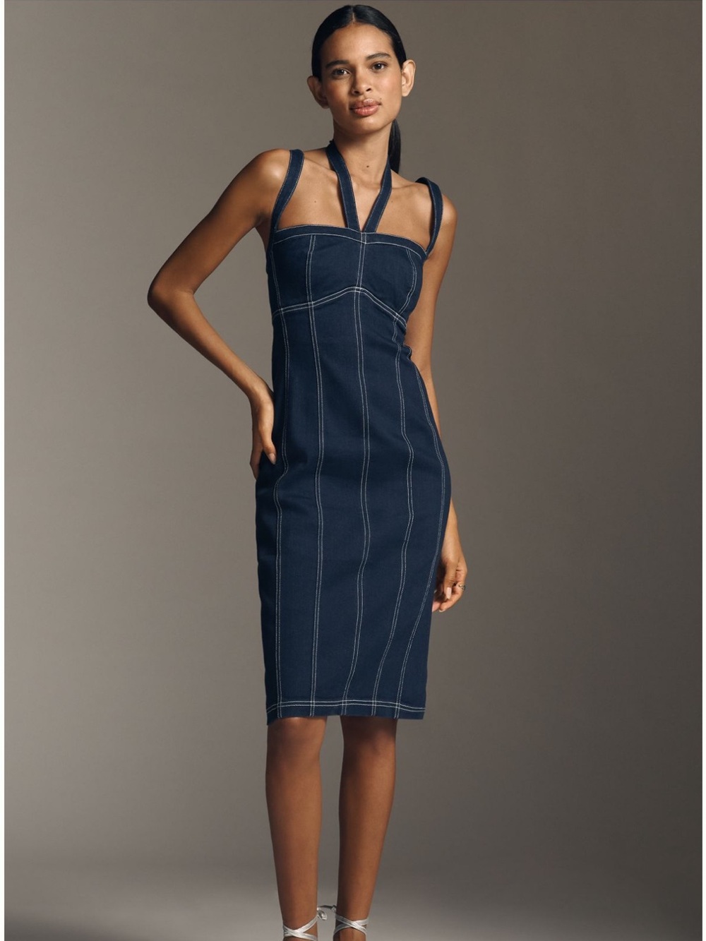 NWT Pilcro Seamed Fitted Midi Dress